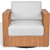 image:imageSAFAVIEH Couture Outdoor Patio Furniture Collection  Saint Lucia Natural Teak Wood Swivel Patio Chair with Cushions Reeded Outdoor Accent Chair 360Degree Swivel Base CPT1071ANaturalWhite
