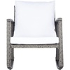 image:imageSAFAVIEH Outdoor  Daire Rocking Chair  Black amp White  Steel Frame amp Faux Rattan with Cushion  OpenFrame Design  Ideal for Patio Deck Porch Backyard 144 Seat Height PAT7721AGrey BrownWhite