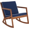 image:imageSAFAVIEH Outdoor Collection Vernon NaturalNavy Cushion with White Piping Rocking ChairNaturalNavy