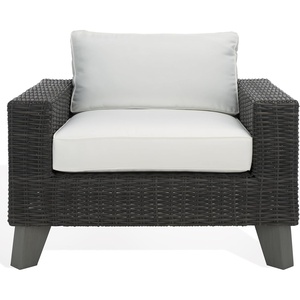 image:imageSAFAVIEH Couture Outdoor  Margarita Wicker Chaise Lounge Chair  Brown amp White  Performance Linen amp Aluminum Frame  Ideal for Patio Deck Porch Backyard 394W x 335D x 272H CPT2101ADark GreyWhite