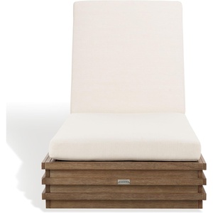image:imageSAFAVIEH Couture Outdoor Collection Barbados NaturalBeige Cushion Solid Wood Chaise Lounge Chair
