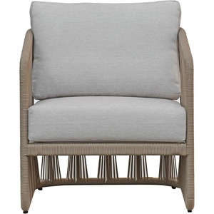 image:imageSAFAVIEH Couture Outdoor Patio Furniture Collection  Franklyn Rope Accent Chair White Aluminum Frame with Beige Woven Rope amp Cushions Fully Assembled CPT4014ATanBeige