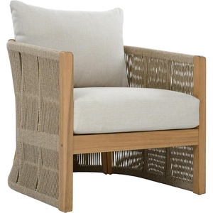 image:imageSAFAVIEH Outdoor  Bella Barrel Back Accent Chair  Oak Solid Wood amp Taupe  Weather Resistant  Ideal for Patio Deck Backyard 116 Seat Height PAT7109AOakTaupe