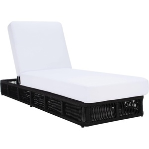 image:imageSAFAVIEH Outdoor  Gillian Chaise Lounge Chair  Black amp White  Steel and Woven Rope  Adjustable 5Position Backrest  Ideal for Patio Deck Poolside Backyard PAT7527BBlack  White