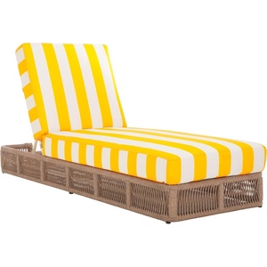 image:imageSAFAVIEH Outdoor  Gillian Chaise Lounge Chair  Black amp White  Steel and Woven Rope  Adjustable 5Position Backrest  Ideal for Patio Deck Poolside Backyard PAT7527BHeather TanYellow Stripe