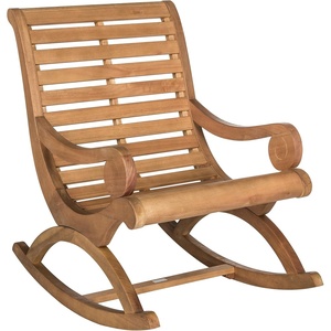 image:imageSAFAVIEH Outdoor  Sonora Rocking Chair  White Washed  Solid Wood  Transitional British Slatted Design  Ideal for Patio Deck Porch Backyard 177 Seat Height PAT7016CTeak
