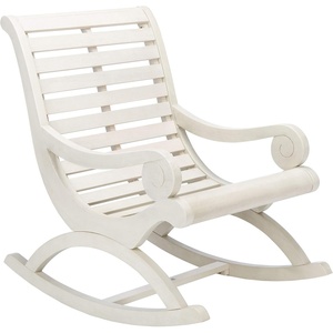 image:imageSAFAVIEH Outdoor  Sonora Rocking Chair  White Washed  Solid Wood  Transitional British Slatted Design  Ideal for Patio Deck Porch Backyard 177 Seat Height PAT7016CWhite Washed