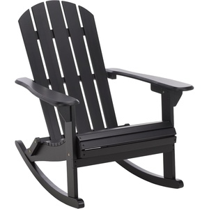 image:imageSAFAVIEH Outdoor  Stowe Adirondack Rocking Chair  White Solid Wood  Weather Resistant  Ideal for Patio Deck Porch Backyard 183 Seat Height PAT6001EBlack