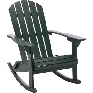 image:imageSAFAVIEH Outdoor  Stowe Adirondack Rocking Chair  White Solid Wood  Weather Resistant  Ideal for Patio Deck Porch Backyard 183 Seat Height PAT6001EGreen