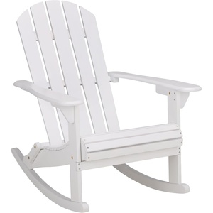 image:imageSAFAVIEH Outdoor  Stowe Adirondack Rocking Chair  White Solid Wood  Weather Resistant  Ideal for Patio Deck Porch Backyard 183 Seat Height PAT6001EWhite