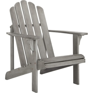 image:imageSAFAVIEH Outdoor  Topher Adirondack Chair Solid Eucalyptus Wood Patio Chair Classic Outdoor Seating for Deck Patio Backyard 118 Seat Height PAT7027AGrey