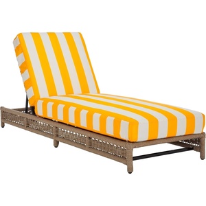 image:imageSAFAVIEH Outdoor Patio Furniture Collection  Callan Heather Tan Rope amp White Cushion Lounger Fully Assembled Outdoor Chaise Modern LowProfile Design PAT7547AHeather TanYellow Stripe