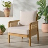 image:imageSAFAVIEH Couture Outdoor Patio Furniture Collection  Rogers Teak amp Hyacinth Chair Modern Woven Accent Chair with Cushions CPT2016NaturalBeige