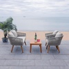 image:imageSAFAVIEH Outdoor Collection Velso BeigeBeigeNatural Solid Wood 4Piece Conversation Patio SetGrey  Grey