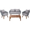 image:imageSAFAVIEH Outdoor Collection Velso BeigeBeigeNatural Solid Wood 4Piece Conversation Patio SetGrey  Grey