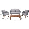 image:imageSAFAVIEH Outdoor Collection Velso BeigeBeigeNatural Solid Wood 4Piece Conversation Patio SetGrey  Grey