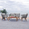 image:imageSAFAVIEH Outdoor Collection Velso BeigeBeigeNatural Solid Wood 4Piece Conversation Patio SetGrey  Grey