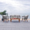 image:imageSAFAVIEH Outdoor Collection Velso BeigeBeigeNatural Solid Wood 4Piece Conversation Patio SetGrey  Grey