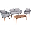 image:imageSAFAVIEH Outdoor Collection Velso BeigeBeigeNatural Solid Wood 4Piece Conversation Patio SetGrey  Grey