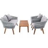 image:imageSAFAVIEH Outdoor Collection Velso BeigeBeigeNatural Solid Wood 4Piece Conversation Patio SetGrey  Grey