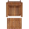 image:imageSAFAVIEH Outdoor Patio Furniture Collection  Fallon Solid Wood Chair with Ottoman Classic Slatted Design Comfortable Patio Seating PAT7333Natural