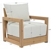image:imageSAFAVIEH Outdoor Patio Furniture Collection  Jackson Oak Wood amp Ivory Cushion Arm Chair Outdoor Lounge Chair PAT7104BOakIvory