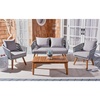 image:imageSAFAVIEH Outdoor Collection Velso BeigeBeigeNatural Solid Wood 4Piece Conversation Patio SetGrey  Grey