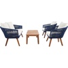 image:imageSAFAVIEH Outdoor Collection Velso BeigeBeigeNatural Solid Wood 4Piece Conversation Patio SetNavyBeige