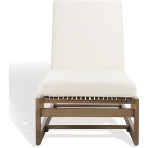 image:imageSAFAVIEH Couture Outdoor  Saint Vincent Chaise Lounge Chair  Natural amp Beige  Solid Wood  Slatted Sun Lounger with Cushion  Ideal for Patio Deck Poolside Yard 27W x 768D x 14H CPT1054A