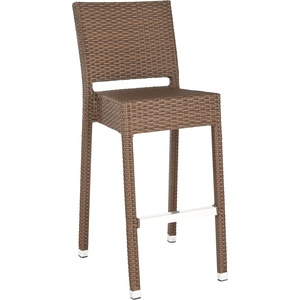 image:imageSAFAVIEH FOX5201C Collection Bethel IndoorOutdoor Bar Stool WhiteBrown