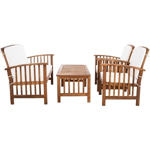image:imageSAFAVIEH Outdoor Collection Rocklin Natural Black Cushion 4Piece Conversation Patio SetNaturalBeige