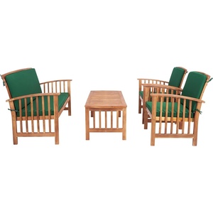 image:imageSAFAVIEH Outdoor Collection Rocklin Natural Black Cushion 4Piece Conversation Patio SetNaturalGreen