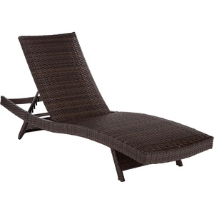 image:imageSAFAVIEH Outdoor Patio Furniture Collection  Alex Brown amp Taupe Quick Dry Foam Lounger Adjustable Outdoor Chaise Modern Curved Design PAT7545BBrownTaupe