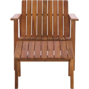 image:imageSAFAVIEH Outdoor Patio Furniture Collection  Fallon Solid Wood Chair with Ottoman Classic Slatted Design Comfortable Patio Seating PAT7333Natural