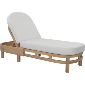 image:imageSAFAVIEH Outdoor Patio Furniture Collection  Kento Natural amp Taupe Adjustable Outdoor Lounger Solid Wood Chaise with Removable Cushions Modern Patio Lounge Seating PAT7103AOakIvory