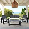 image:imageSAFAVIEH Home Collection Hailey Outdoor Living Acacia Patio SetBlack  Beige