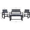 image:imageSAFAVIEH Home Collection Hailey Outdoor Living Acacia Patio SetBlack  Beige