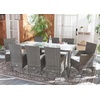 image:imageSAFAVIEH Outdoor  Hailee 9Piece Dining Set  Grey Brown amp White Faux Wicker amp Steel Frame  Eight Chairs and GlassTop Table  Ideal for Patio Deck Porch Backyard PAT7704CGrey BrownWhite