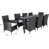 image:imageSAFAVIEH Outdoor  Hailee 9Piece Dining Set  Grey Brown amp White Faux Wicker amp Steel Frame  Eight Chairs and GlassTop Table  Ideal for Patio Deck Porch Backyard PAT7704CBlack  White