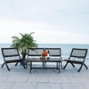 image:imageSAFAVIEH Outdoor Collection Blaze NaturalBlack 5Piece Conversation Patio SetBlackBlack