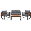 image:imageSAFAVIEH Outdoor Collection Vesta BlackLight Grey Solid Wood 4Piece Conversation SetBlackGrey