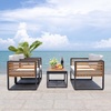 image:imageSAFAVIEH Outdoor Collection Vesta BlackLight Grey Solid Wood 4Piece Conversation SetBlackLight Grey