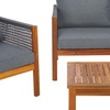 image:imageSAFAVIEH Outdoor Collection Wilson Brown Acacia WoodLight Grey Cushion amp Grey Rope 4Piece Conversation Patio SetGrey
