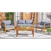 image:imageSAFAVIEH Outdoor Collection Wilson Brown Acacia WoodLight Grey Cushion amp Grey Rope 4Piece Conversation Patio SetGrey