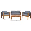 image:imageSAFAVIEH Outdoor Collection Wilson Brown Acacia WoodLight Grey Cushion amp Grey Rope 4Piece Conversation Patio SetGrey