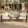 image:imageSAFAVIEH Outdoor Patio Furniture Collection  Fash Brown amp Taupe Cushion 3Piece Living Set Modern Outdoor Chairs amp Slatted Square Table PAT7552BBrownTaupe