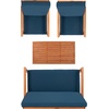 image:imageSAFAVIEH PAT7068A Outdoor Larence Brown 4Piece Seat Cushions Included Patio SetNaturalNavy