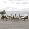 image:imageSAFAVIEH PAT7075A2BX Outdoor Winslo Rope 4Piece Seat Cushions and Pillows Included Patio SetBlackBeige