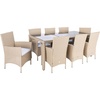 image:imageSAFAVIEH Outdoor  Hailee 9Piece Dining Set  Grey Brown amp White Faux Wicker amp Steel Frame  Eight Chairs and GlassTop Table  Ideal for Patio Deck Porch Backyard PAT7704CBeige  White