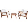 image:imageSAFAVIEH Outdoor Collection Deacon NaturalNavy Cushion with White Piping 4Piece Conversation Patio SetNaturalBeige